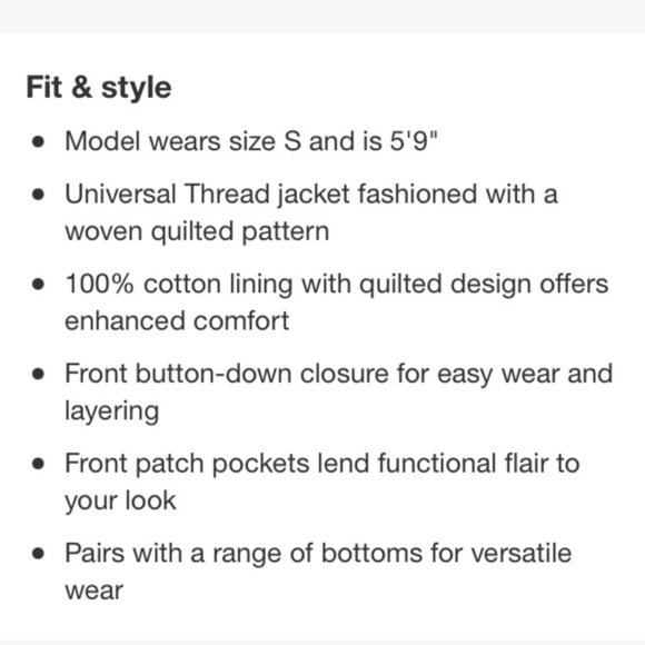 (XS)- Universal Thread Women's Quilted Button-Front Jacket - Cream Star - Picture 12 of 16